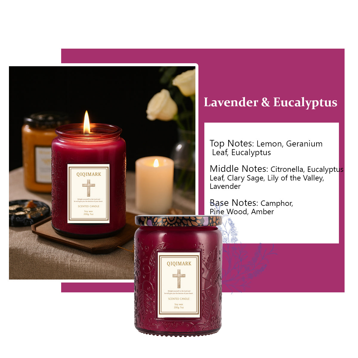 Candles for Home Scented - 7oz Purple