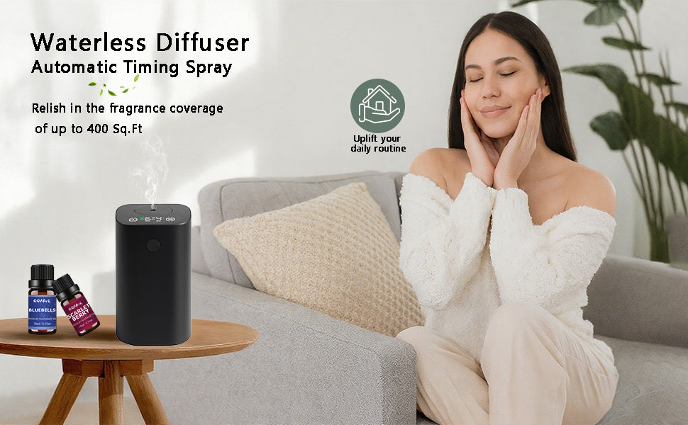 Waterless Diffuser for Essential Oil Rechargeable Scent Diffuser - Black