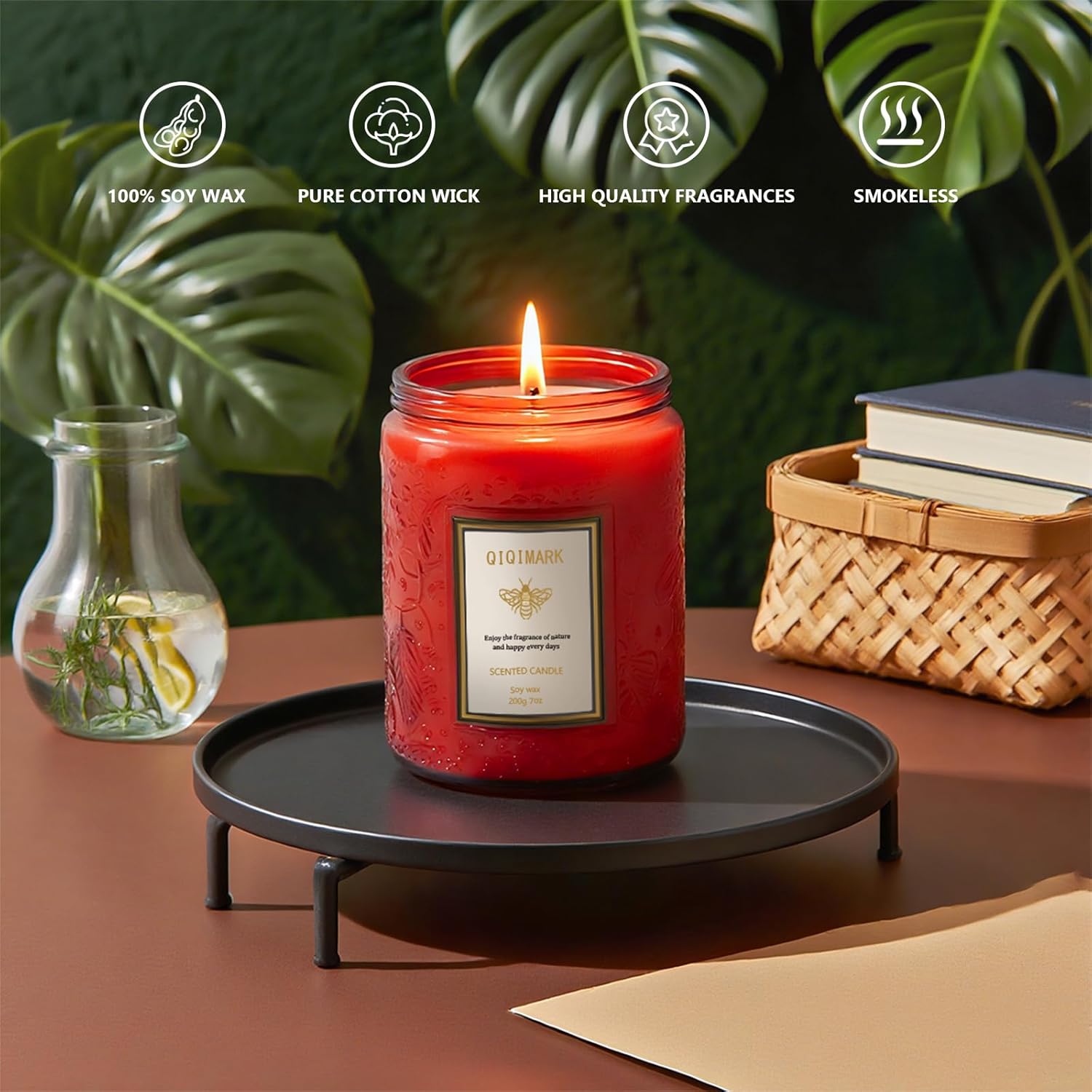 6 Pack Natural Soy Wax Jar Candles 5.7 Pounds