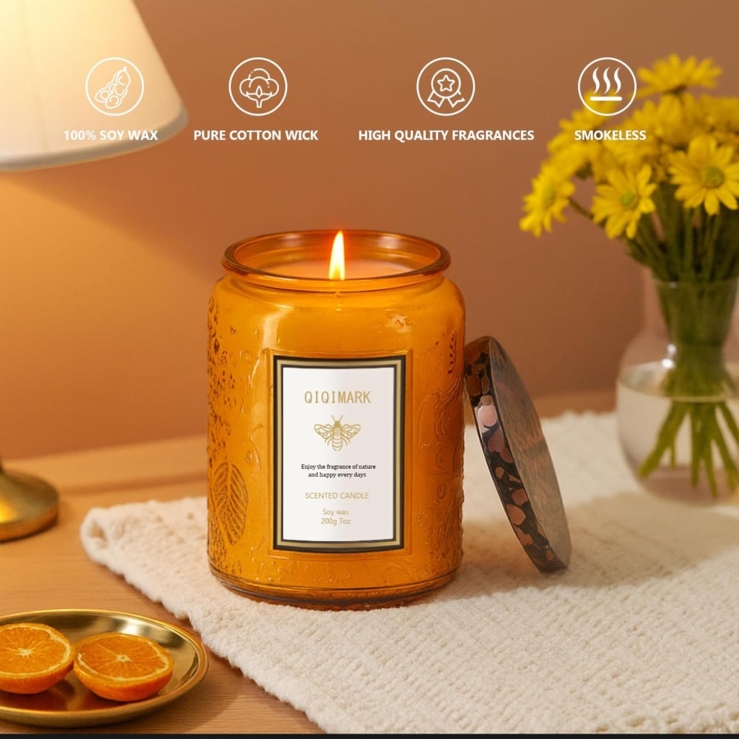 6 Pack Candles for Home Scented 42 oz (Orange)