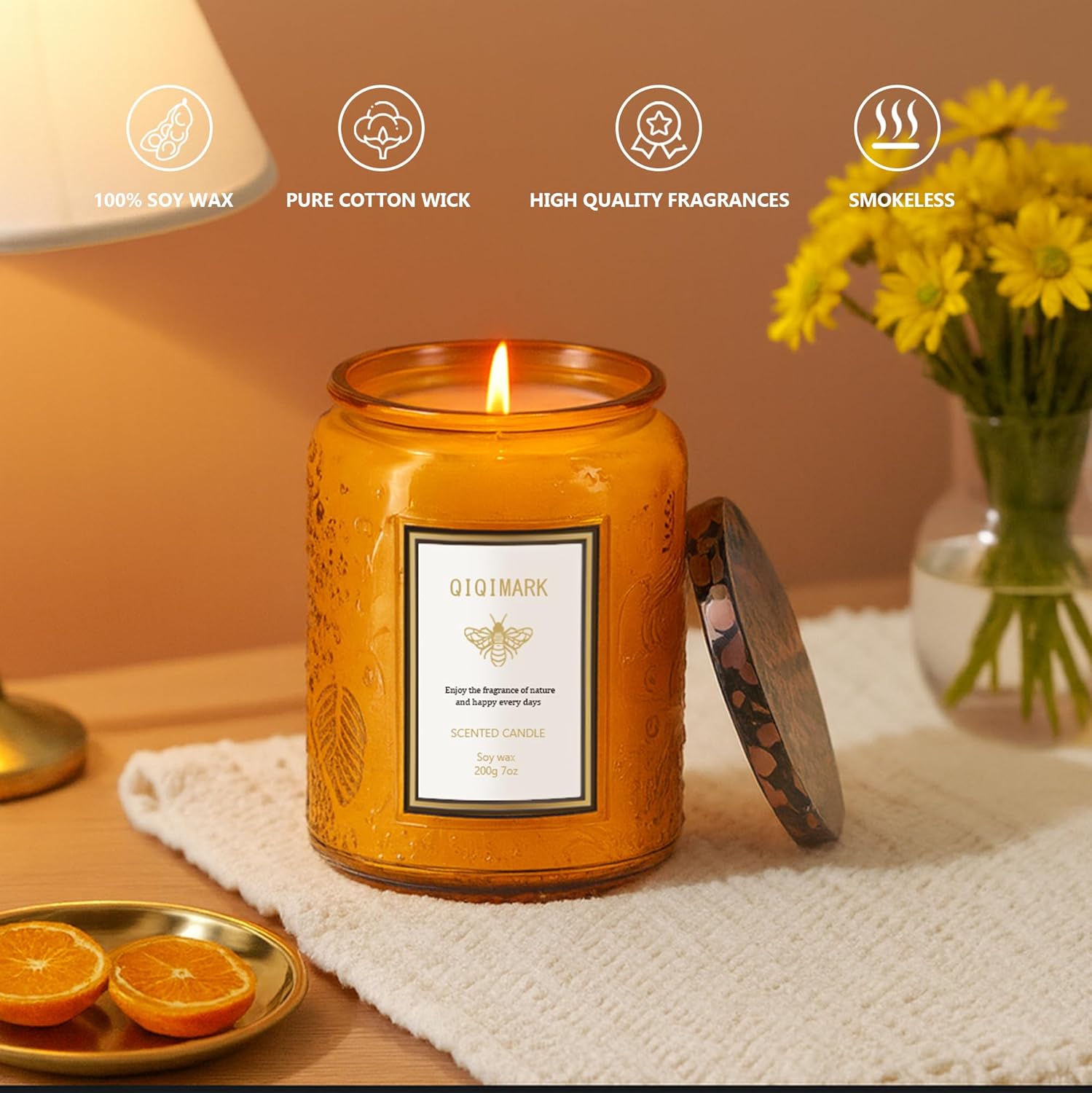 6 Pack Candles for Home Scented 42 oz (Orange)