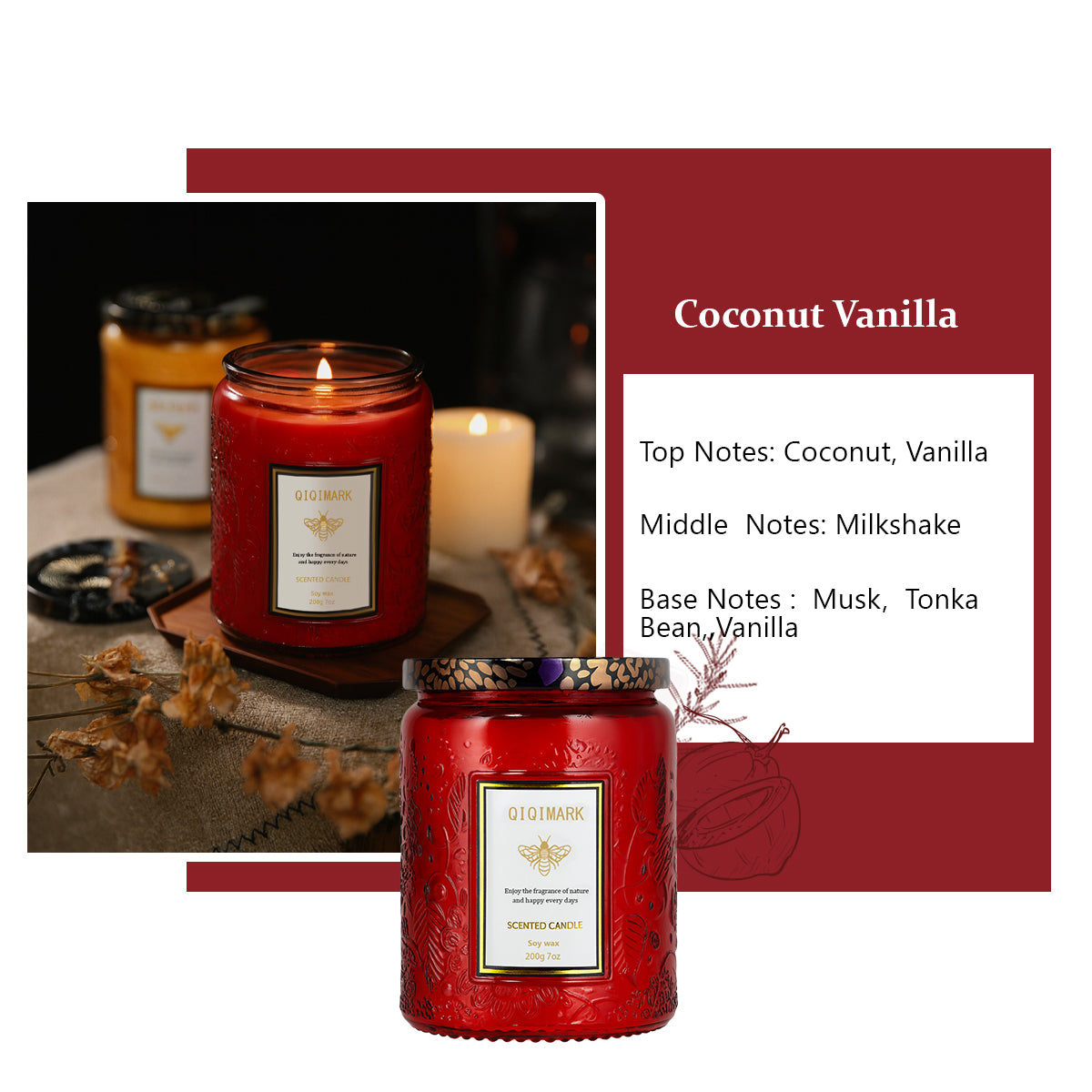 Candles for Home Scented - 7oz Red