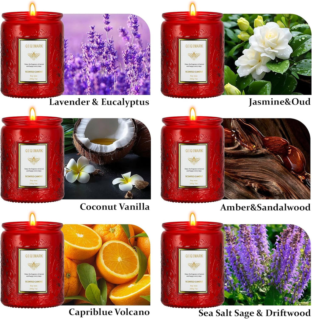 6 Pack Natural Soy Wax Jar Candles 5.7 Pounds