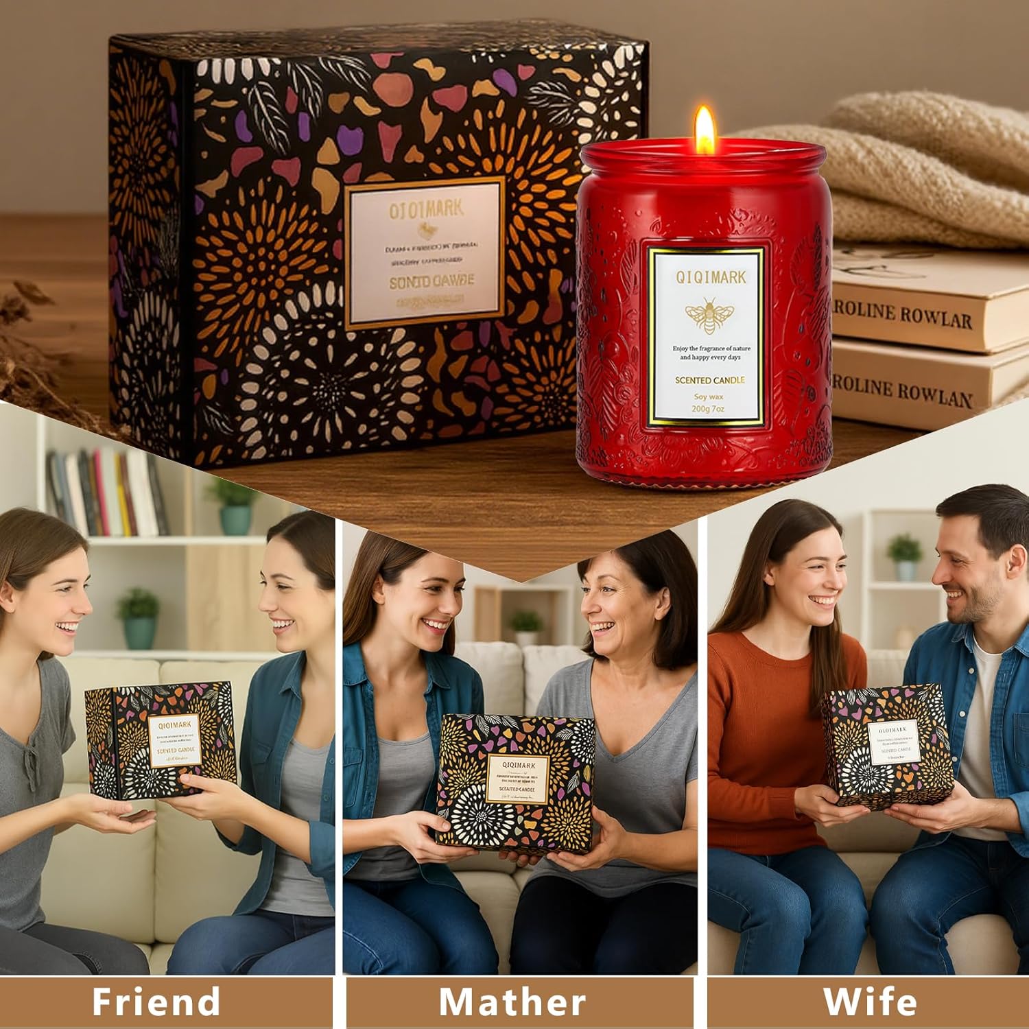 6 Pack Natural Soy Wax Jar Candles 5.7 Pounds