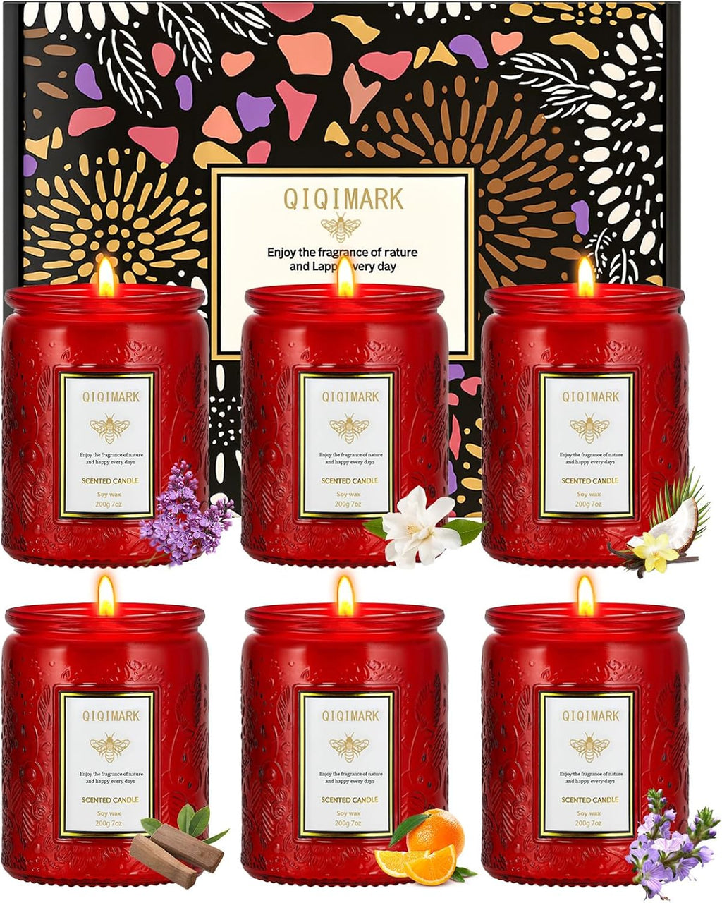 6 Pack Natural Soy Wax Jar Candles 5.7 Pounds