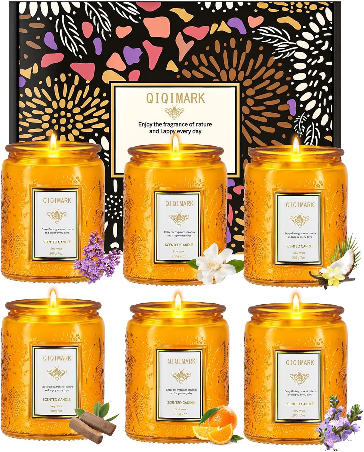 6 Pack Candles for Home Scented 42 oz (Orange)