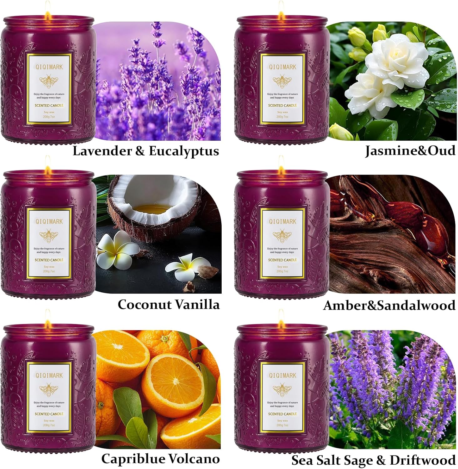 6 Pack Candles for Home Scented 5.7 Pounds