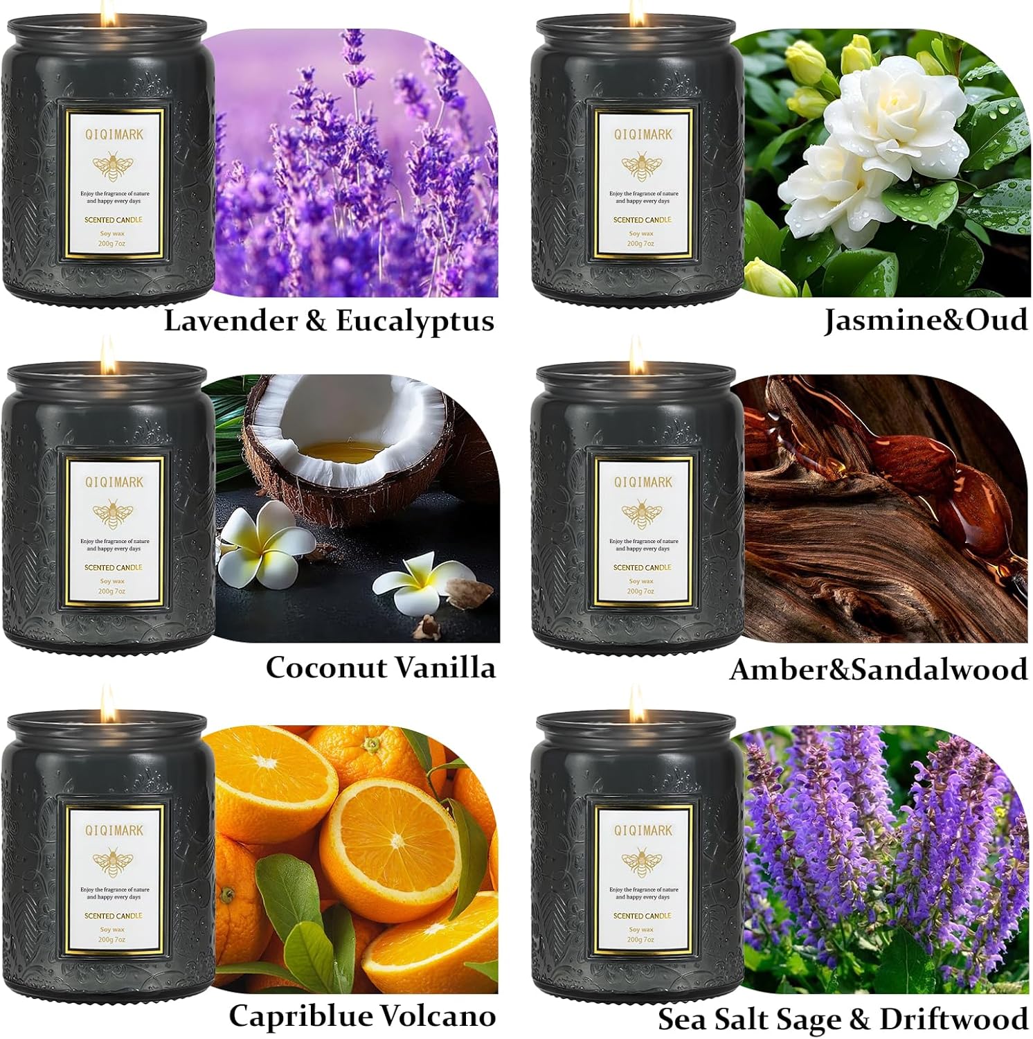 6 Pack Candles for Home Scented 5.7 Pounds